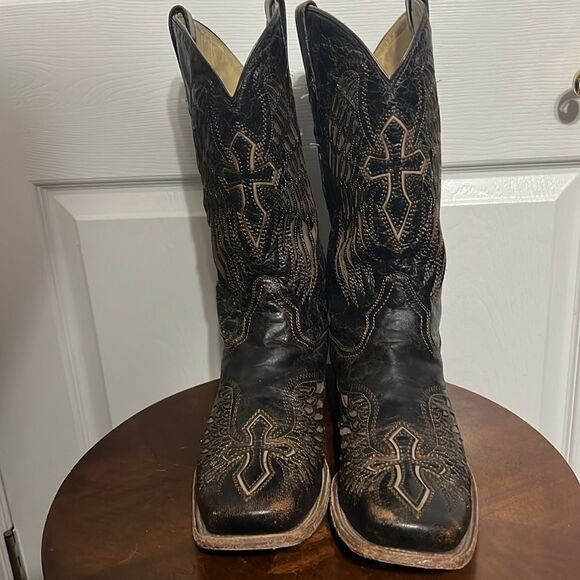 🔥CORRAL Hand Made Cross&Wings Leather Overlay Distressed Cowboy Western Boots - Picture 2 of 15